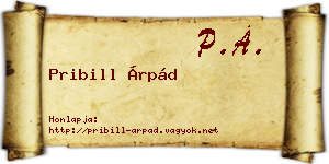 Pribill Árpád névjegykártya